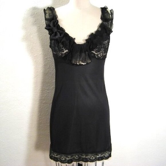 Claire LeFaye Lace Slip Dress Size Small Black Camisole Handmade Lingerie Vtg S - Picture 2 of 5